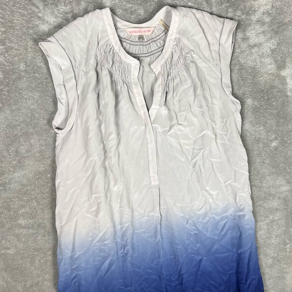 Rebecca Taylor Dress Womens 2 Revolve Silk Dip Dye Ombre Beach Boho Slate&Moon - Picture 8 of 9